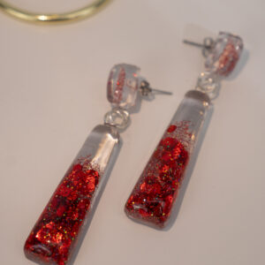 Pendientes glitter rojo