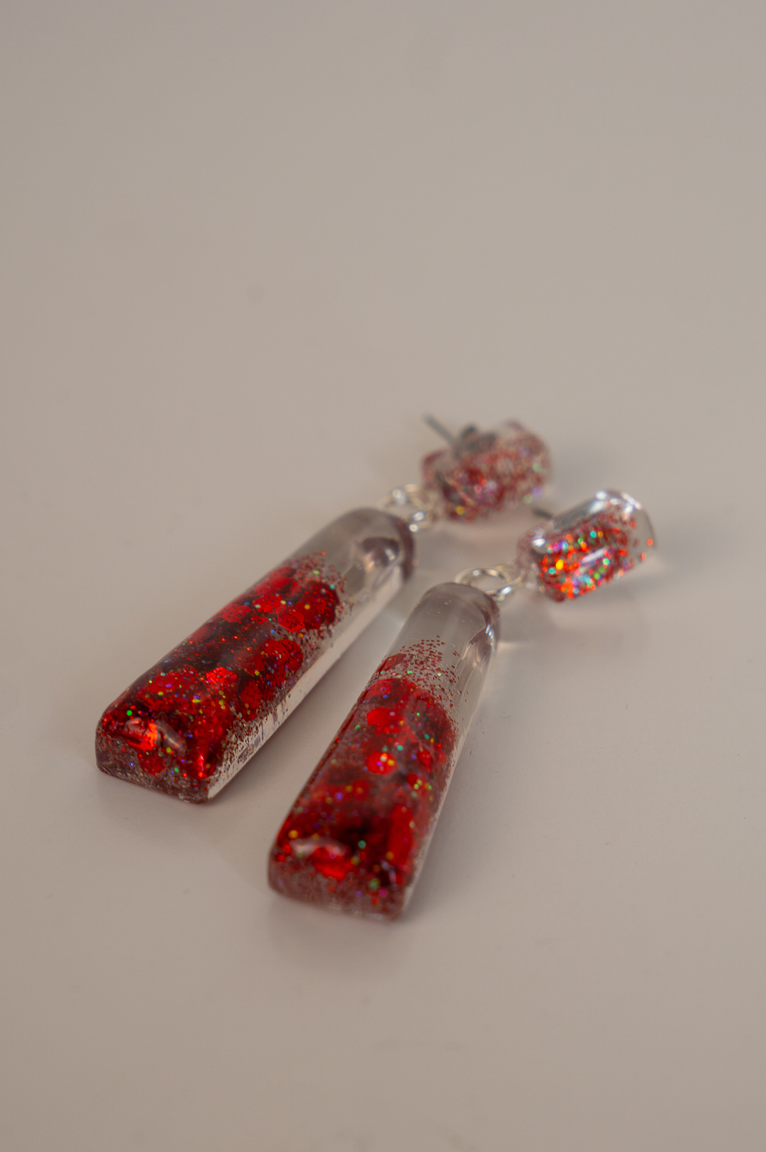 Pendientes glitter rojo - Imagen 2