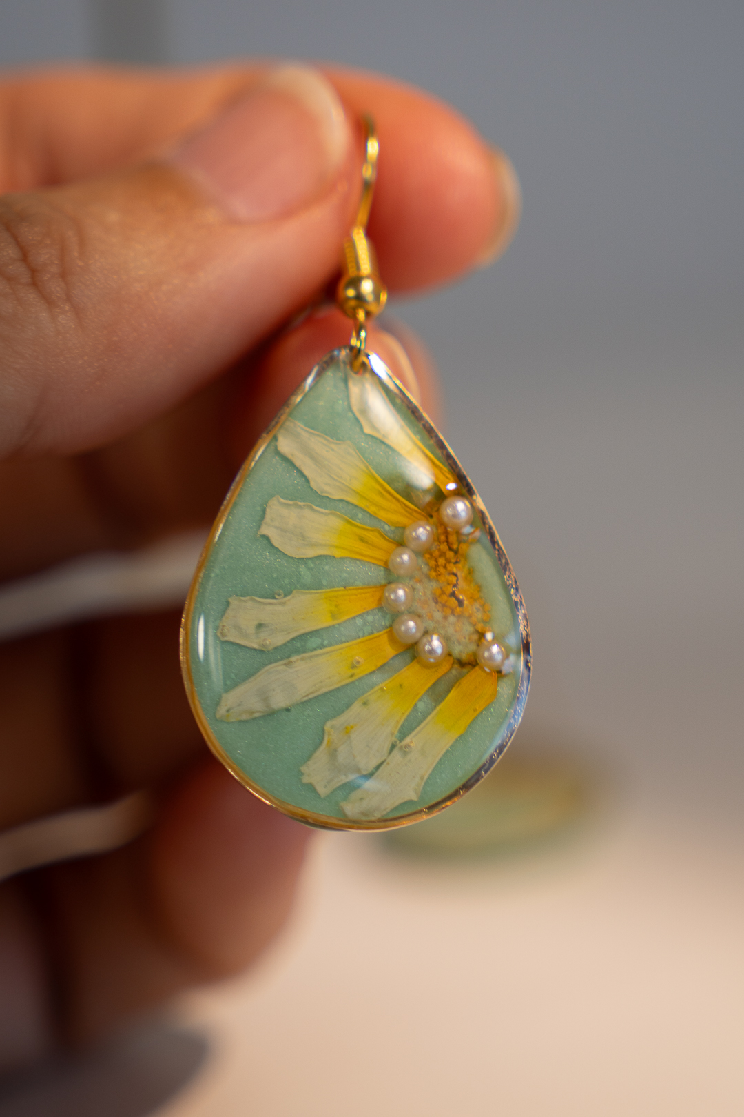 Pendientes margarita blanca - Imagen 3