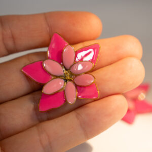 Pendientes flor rosa