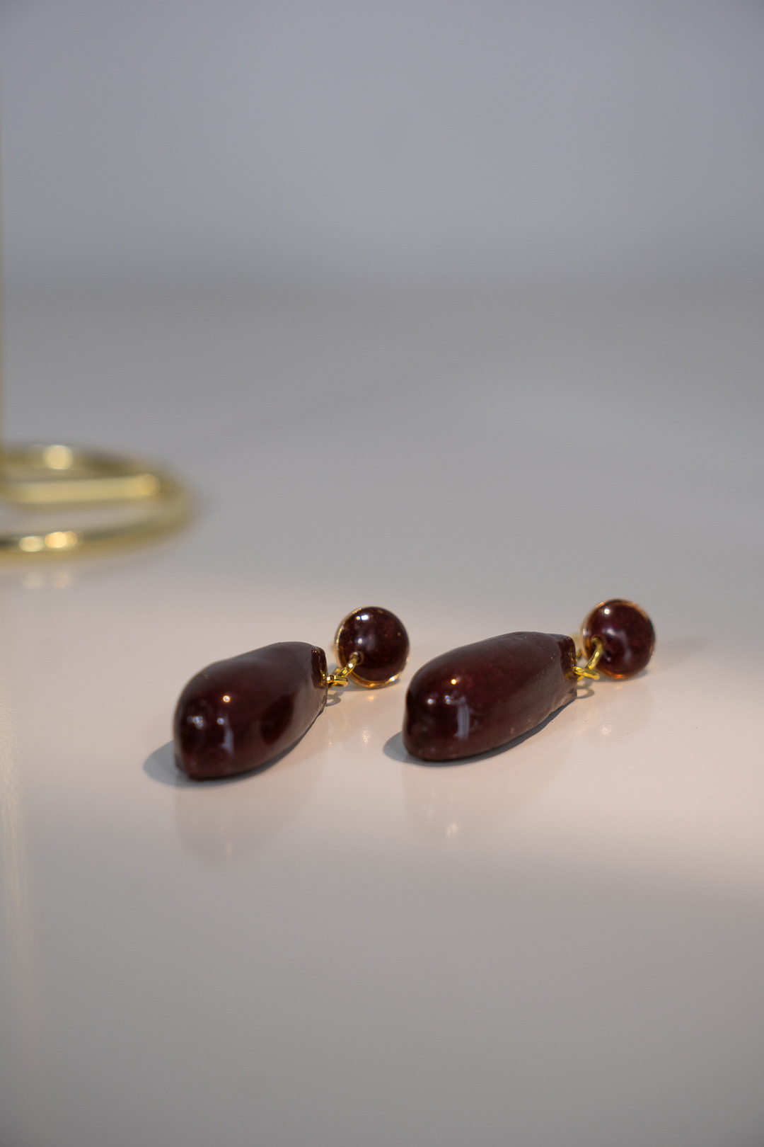 Pendientes lágrima burdeos - Imagen 3