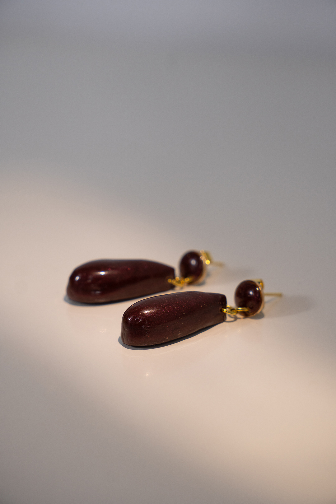 Pendientes lágrima burdeos - Imagen 2