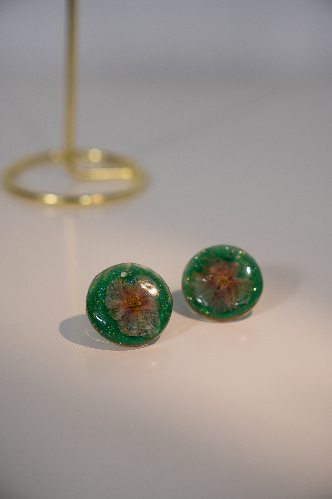 Pendientes botón verde - Imagen 3