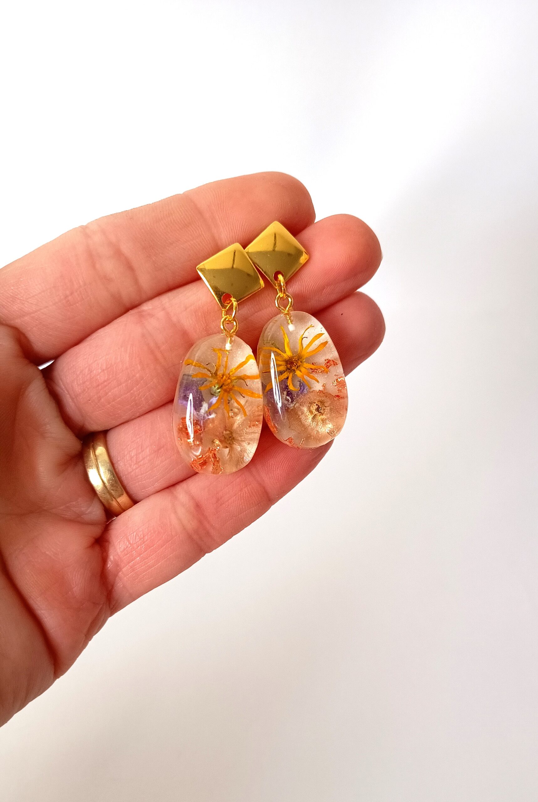 Pendientes flores amarillas