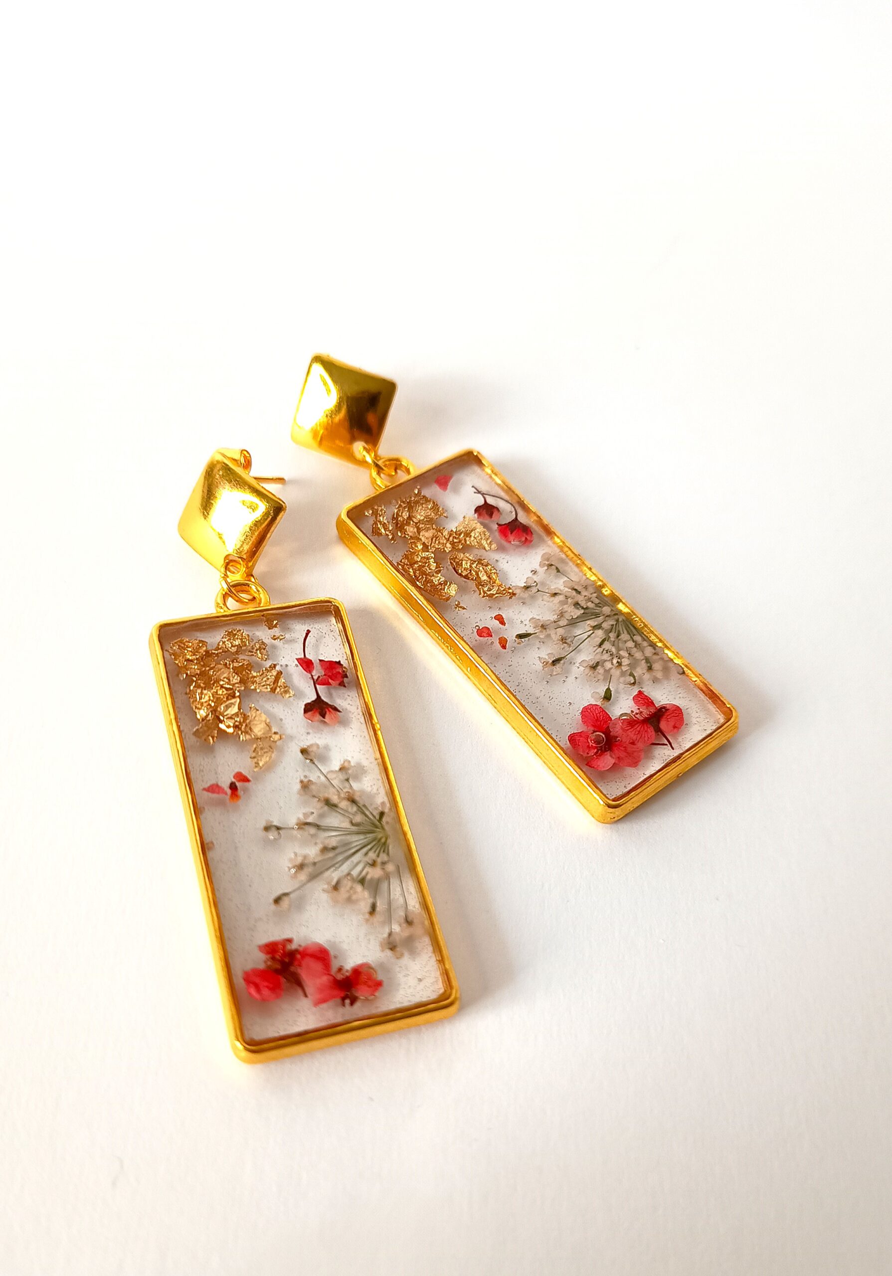 Pendientes flor roja y blanca - Imagen 2