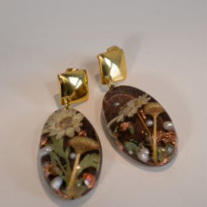 Pendientes flor y perlas