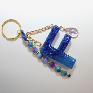 Llavero letra F azul