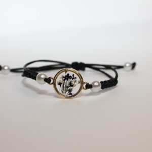 Pulsera negra charm flores